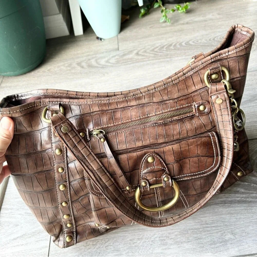 Pritzi Faux Leather Studded Boho Shoulder Handbag - Picture 3 of 16